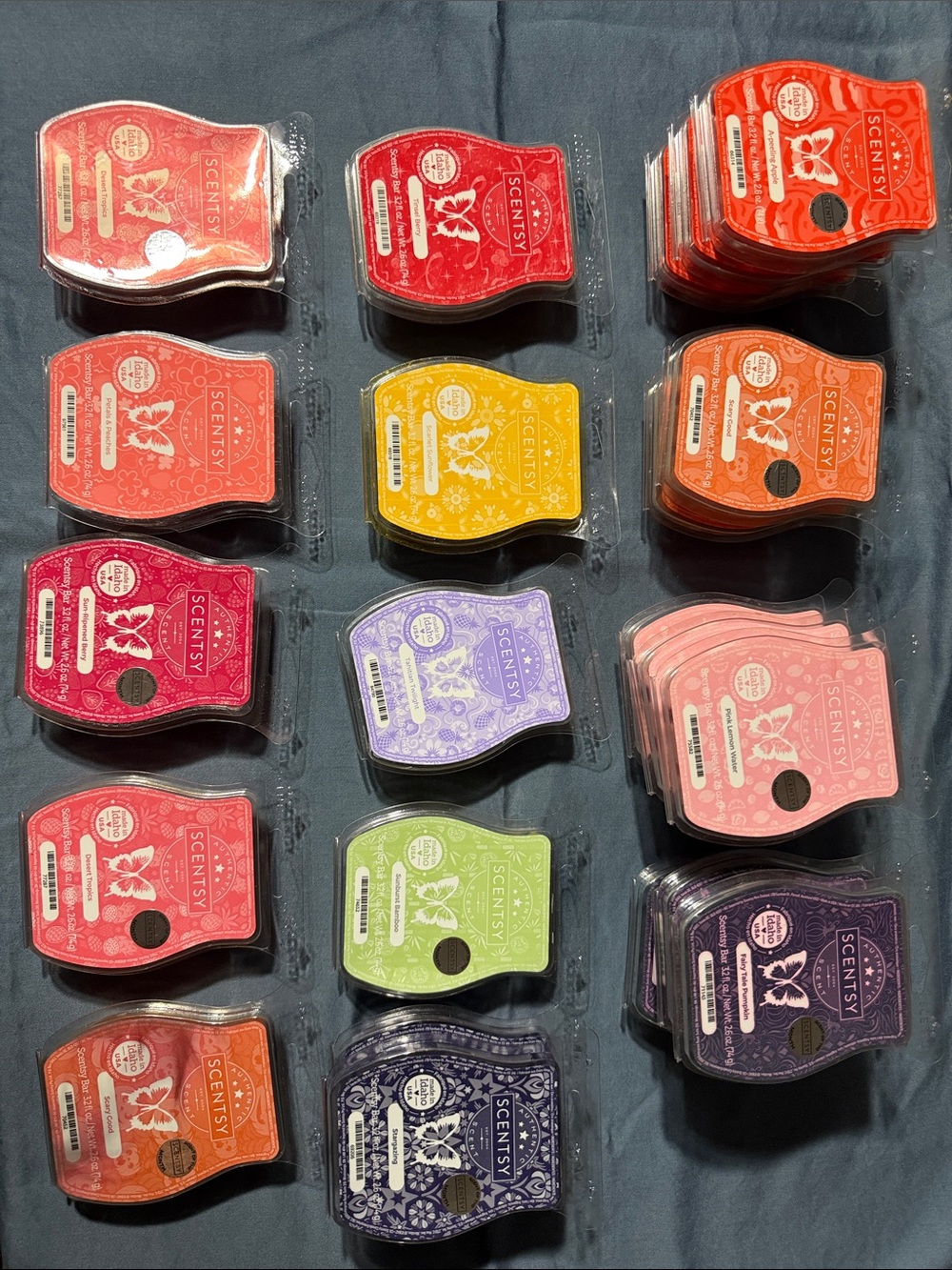 Scentsy Wax Melt Assortment in Red, Orange, Yellow, Green, Purple, Pink